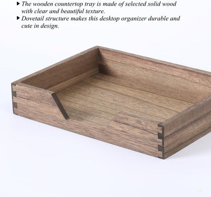 Wood Letter-Size Tray for Office Desktop Organizer - Wooden Front-Load Documents Tray for Mail, Paper, File, Magazine, Pen,Notebook Storage Paper Holder Trays Dark(DGTU-DK)