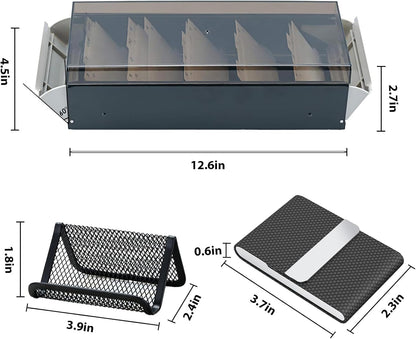 Business Card Holder for Desk, Business Card Holder Organizer, Credit Card Organizer Case File Index Card Box Storage,with A-Z Tabs, Storage up to 800 Cards (3.5” x 2.2”), Metal Structure
