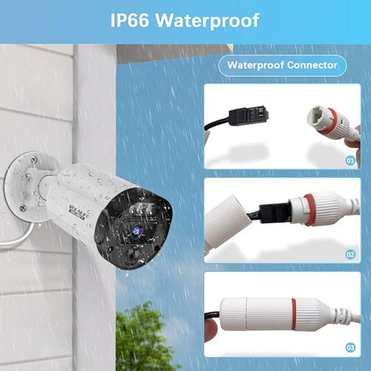 【130° Ultra Wide-Angle & 2-Way Audio】 4K Outdoor Wired Security Camera System, Wired Home Security Camera System, Home Video Surveillance System