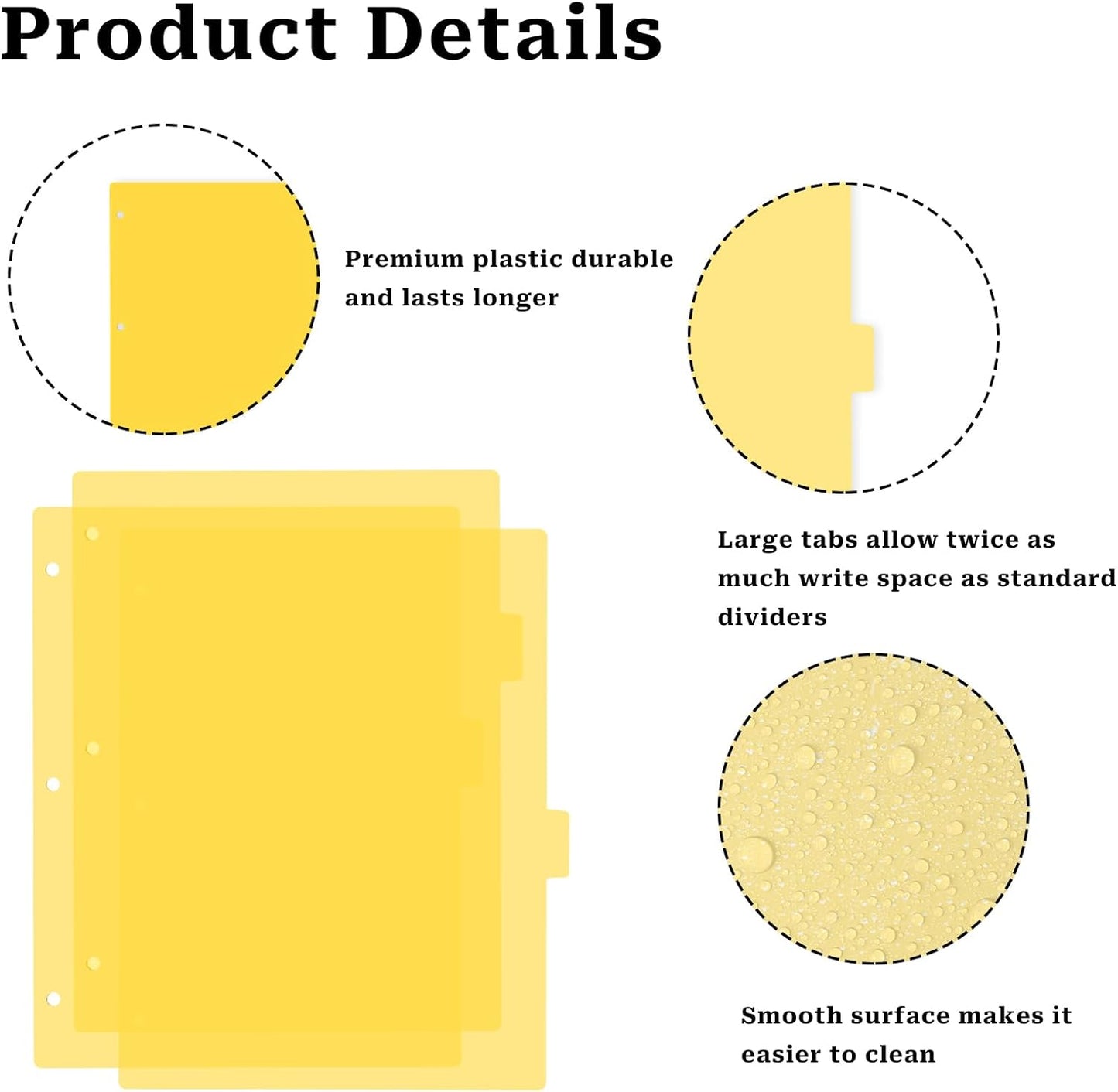 3 Ring Yellow Binder Dividers with 8-Tabs, A4 Blue Binder Dividers, Sturdy Plastic Divider, Aesthetic Divider for Binders, Suitable for Notebooks and Binders, 3 Hole Punch