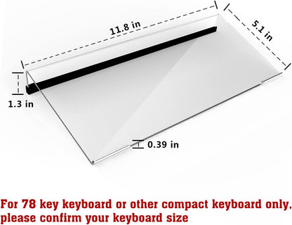 Mini Computer Keyboard Stand-11.8'' x 5.1''-Small Computer Keyboard Tray Acrylic Keyboard Holder for 78 Keys Universal Compact Keyboard, with Black Silicone Strip, Clear