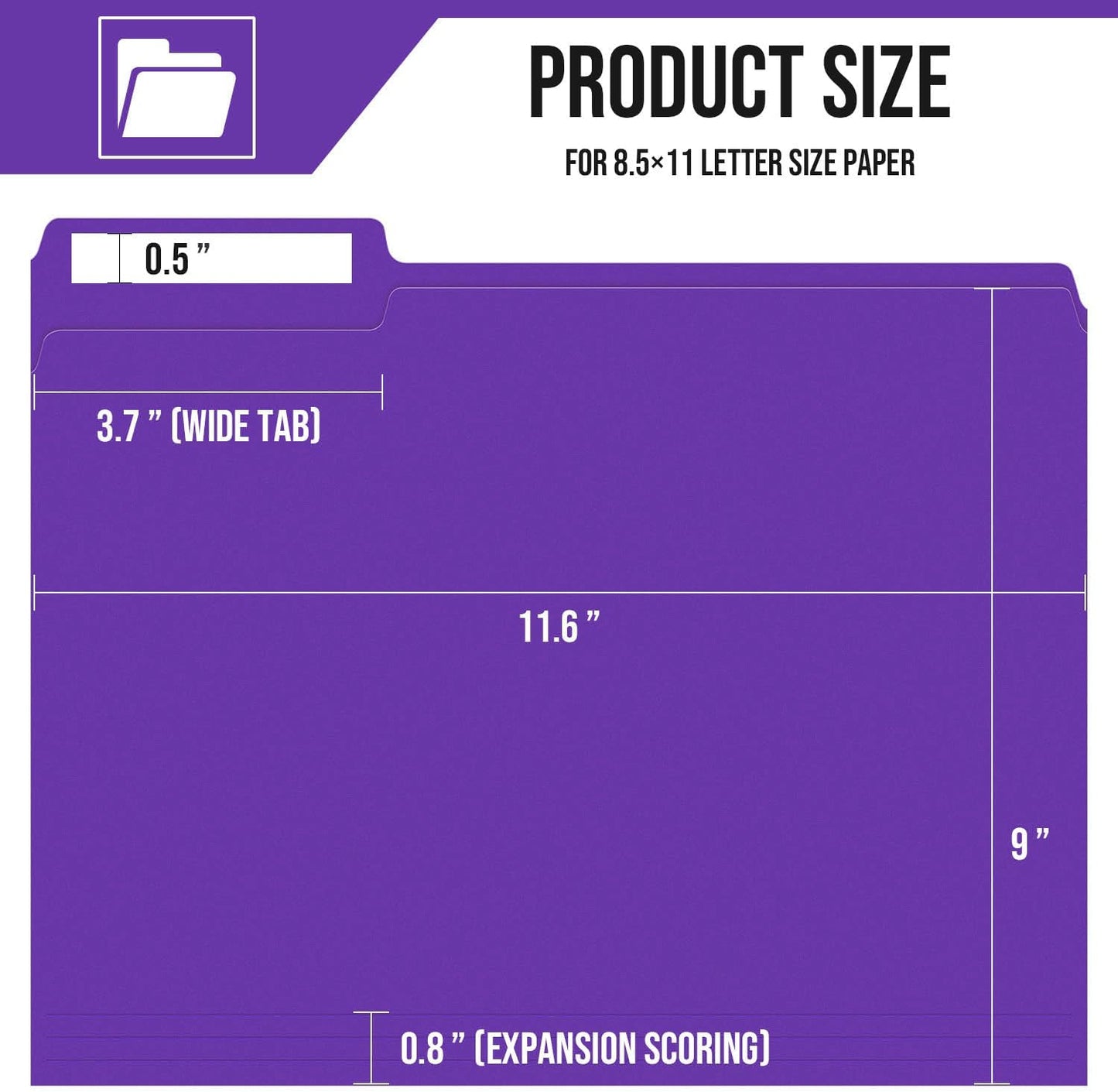 File Folders,IntoJoy 120 Pack Colored File Folder Letter Size, 1/3 Cut Tab Filing Folders for Office School Business File Document Organization,Purple