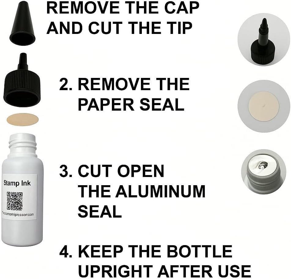 BCH Premium Oil-Based Stamp Ink Refill – 20ml (0.68 oz) Black Ink for Pre-Inked Rubber Stamps, Gel Pads & Dot Matrix Ribbons – Quick-Dry Refill for Address, Date, Notary & Signature Stamps