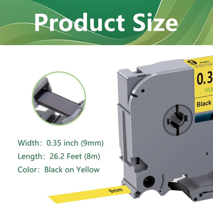 3-Pack TZe-621 Yellow TZe TZ Tape Compatible with Brother P Touch Label Maker Tape TZ-621 TZe621 TZ621 Label Tape 9mm 0.35 Laminated Black on Yellow for PTD210 PTD220 PTH110BP PTD410 PTD600