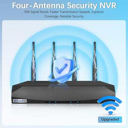 【130° Wide Angle & 2-Way Audio】 Outdoor Wireless Security Camera System, Wireless Cameras for Home Security, WiFi Video Surveillance Systems DVR Kits