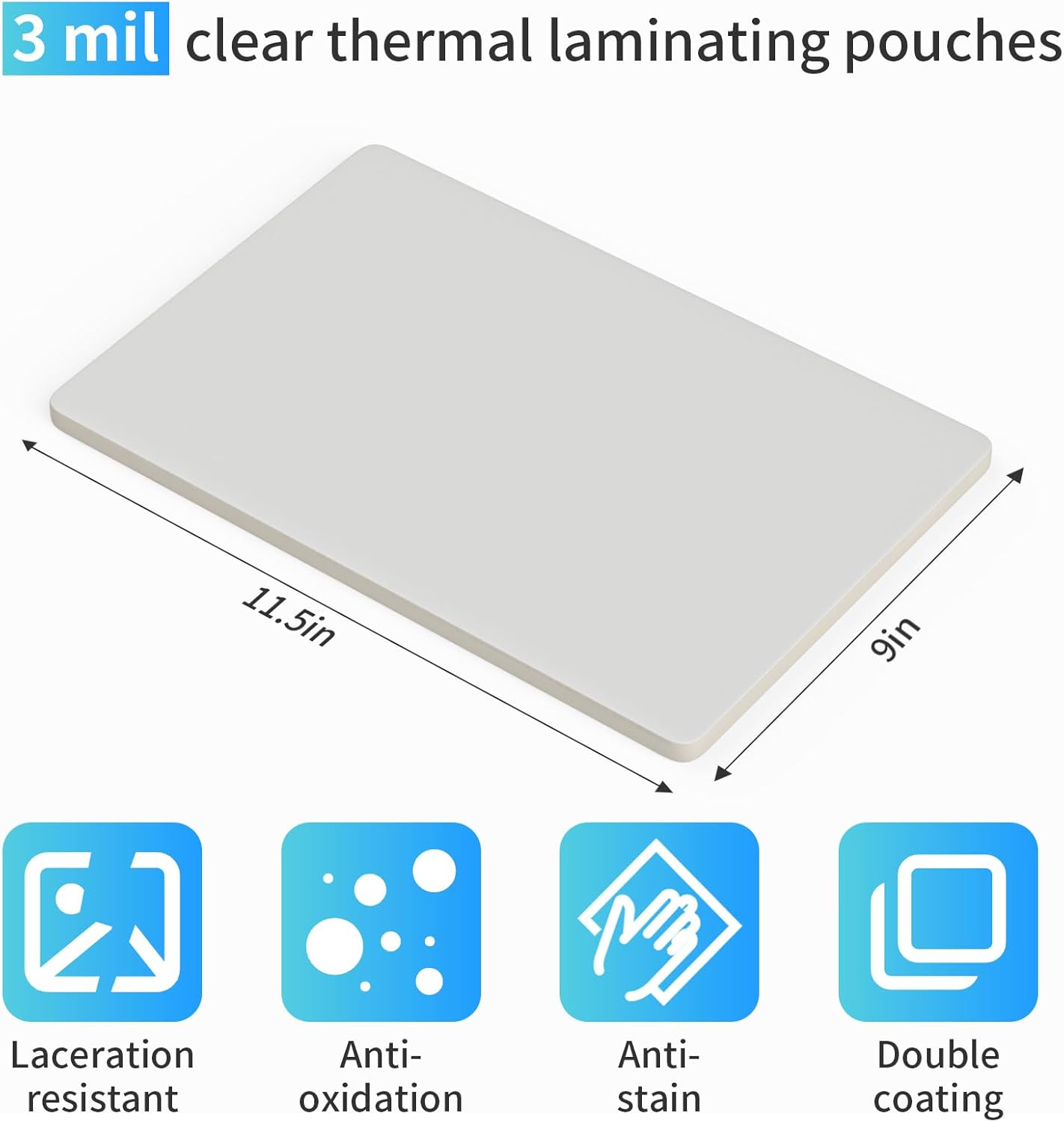Laminating Sheets, (3 Mil) 50 Pack Thermal Laminating Pouches Holds 8.5 x 11 Inch,3 Mil Clear Laminator Paper 9 x 11.5 Inch, Letter Size, for Education,Documents, Certificate