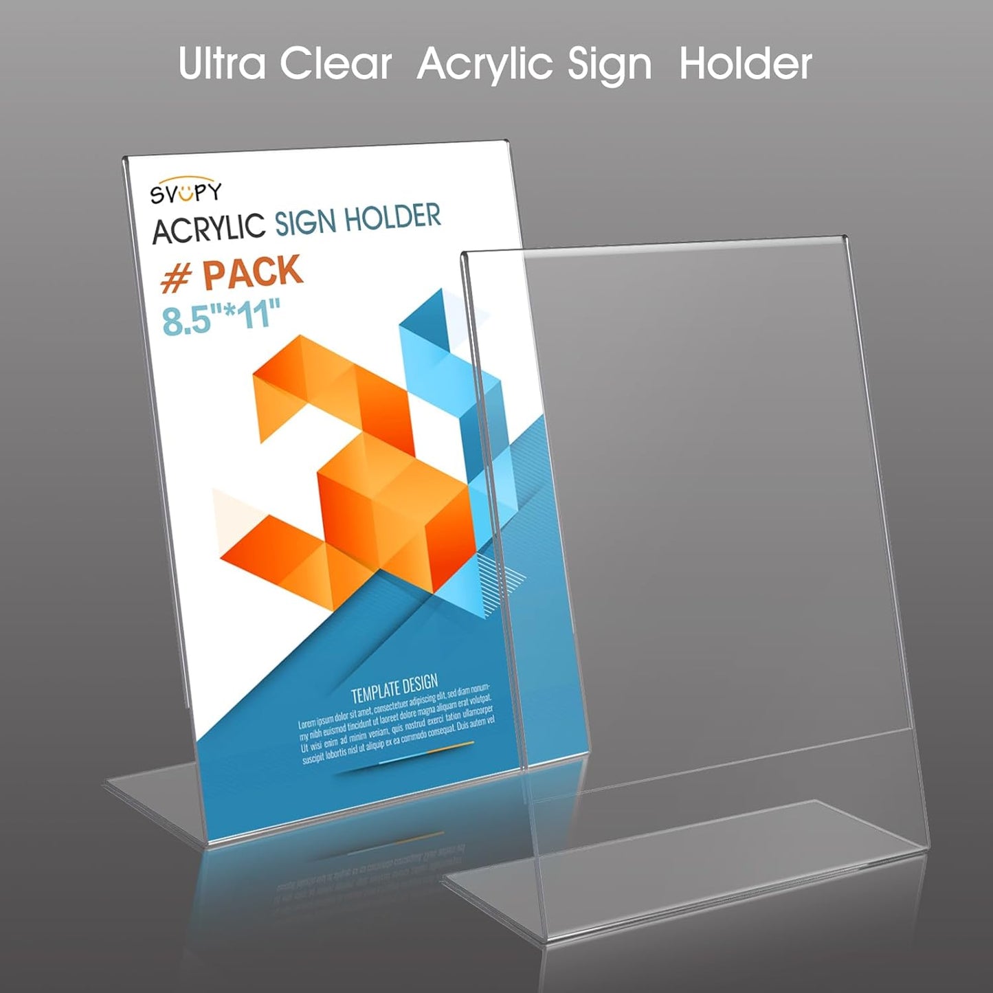 6 Pack Acrylic Sign Stand Holders, 8.5 x 11 Clear Plastic L Shape Table Paper Display Stand, Suit for Displaying Posters, Picture, Flyers, Menu