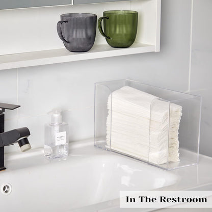Deekin 2 Pcs Acrylic Paper Towel Dispenser Countertop Paper Towel Holder, Clear Trifold Guest Napkin Dispenser for Z-fold, C-fold or Multifold paper holder for Bathroom Toilet and Kitchen