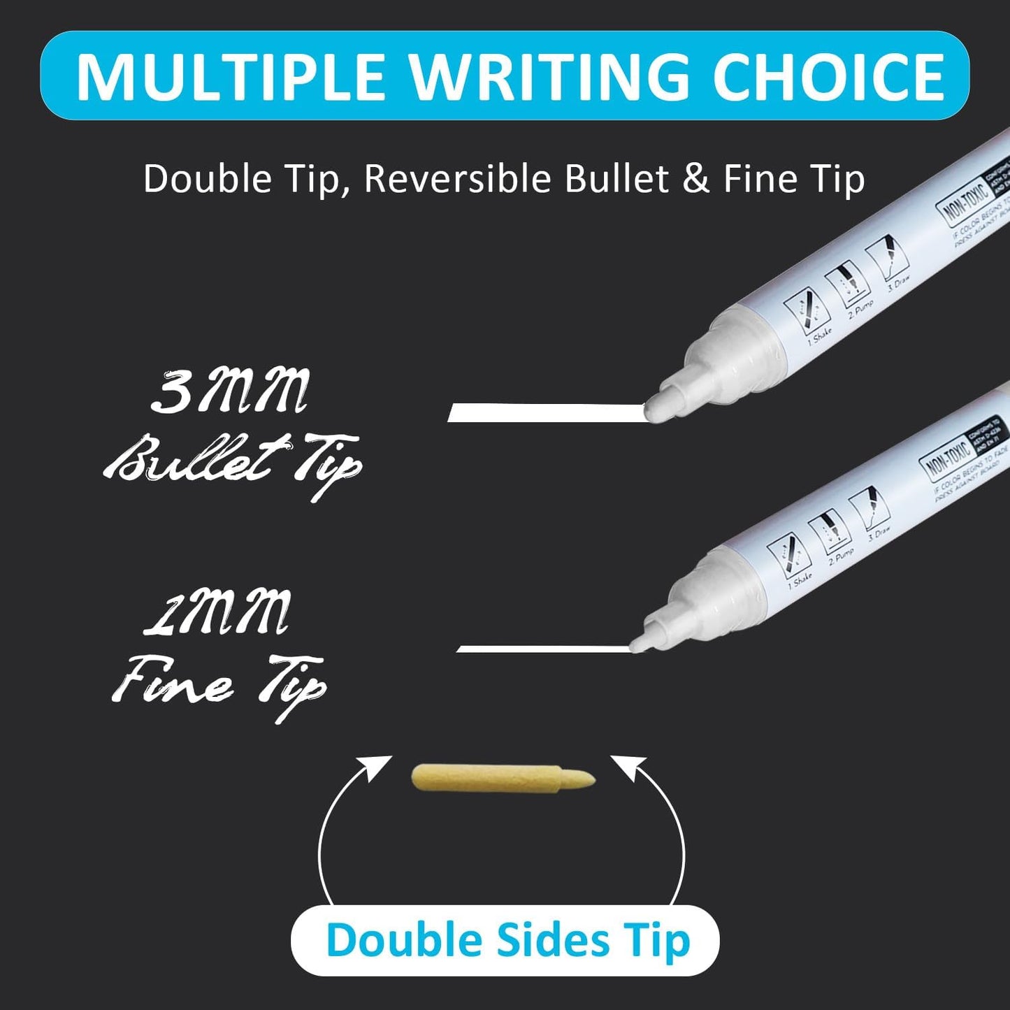 Glass Whiteboard Markers, Spray Magnetic Eraser & 2-in-1 Reversible Dual Tip - Bullet & Fine Point, Erasable Liquid Dry Erase Pens (4 Black 1 Blue 1 Red) for Acrylic Window Mirrors