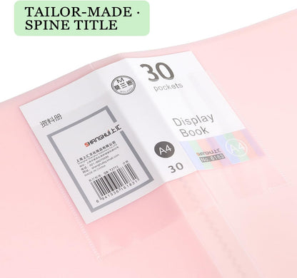 Tamaki Portfolio Binder with Plastic Sleeves, Pocket Portfolio Folder with Clear Sheet Protectors, Display 60 Pages Book, Presentation Book for Artwork, Document Organizer, 1 Pack (Pink)