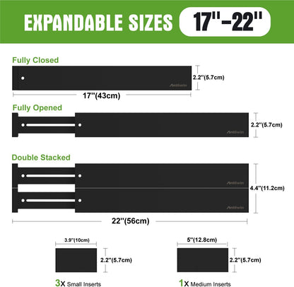 ANTOWIN Bamboo Drawer Dividers Organizers, Expandable Drawer Separators Splitter,17-22 inches Long Adjustable Spring-loaded Organizer for Large Utensil, Clothes, Tools Drawers (Black)