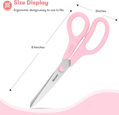 Scissors, iBayam 8" All Purpose Scissors Bulk 3-Pack, Ultra Sharp 2.5mm Thick Blade Shears Comfort-Grip for Office Desk Accessories Sewing Fabric Home Craft School Supplies, Right/Left Handed