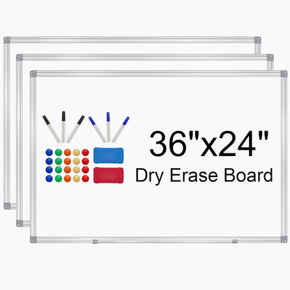 H-Qprobd 3' x 2' Whiteboard Dry Erase White Board for Wall 36x24 (3pcs) Magnetic Boards for Office Classroom & Home, Small Wall Whiteboard Including 6 Markers, 20 Magnets, 2 Erasers