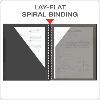 Oxford 10 Pocket Folder, Sturdy Plastic Spiral Portfolio, Anti-Tear Edges, 8 Pockets, 2 Diagonal Interior Pockets, Letter Size, Black (89332)