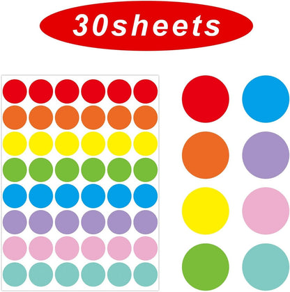 STARLIBOO Dot Stickers,1440 PCS Color Code Label, 1inch Garage Sale Stickers, Yard Sale Price Labels, Writable Not Blurry (8 Colors)