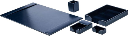 DACASSO Bonded Leather Desk Set - Luxury Leather Desk Pad & Desk Organization Essentials (Navy Blue, 5 Piece)