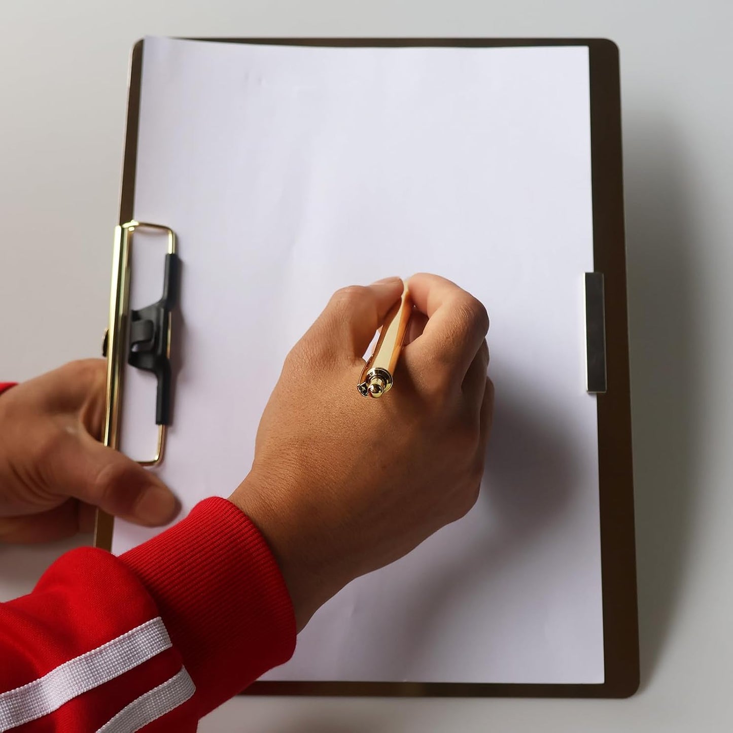 Stainless Steel Magnetic Clipboard with Pen - Multiple Sizes, Magnetic Design, Essential for Office and Home (Gold 4.3 x 8.5 Inches)