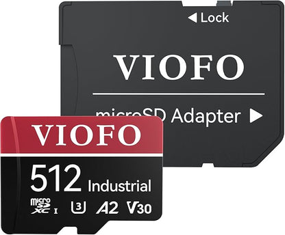 VIOFO 512GB Industrial Grade microSD Card, U3 A2 V30 High Speed Memory Card with Adapter, Support Ultra HD 4K Video Recording