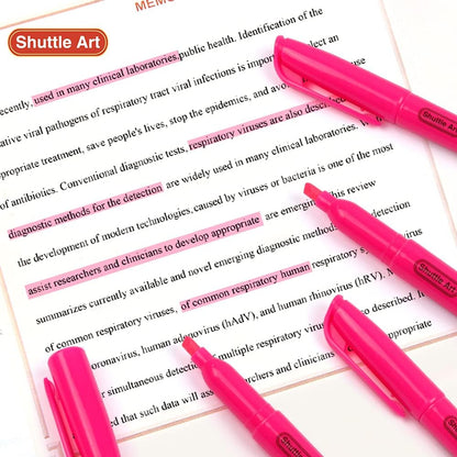 Shuttle Art Highlighters, 30 Pack Highlighters Bright Colors, Pink Colors Chisel Tip Dry-Quickly Non-Toxic Highlighter markers for Adults Kids Highlighting in the Home School Office