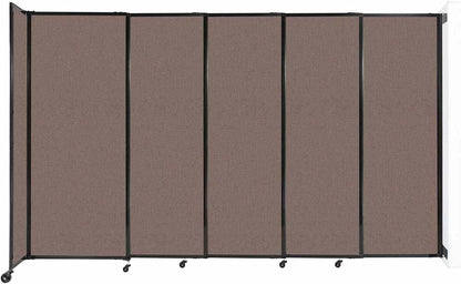 Wall-Mounted Sliding StraightWall Room Divider | Adjustable Widths | Locking Wheels | Room Separator | Up to 11'3" Wide x 6'10" Tall Latte Fabric Panels
