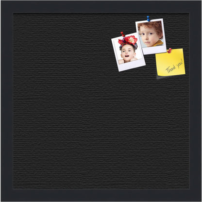 PinPix 14x14 Inch Cork Bulletin Board. This Decorative Framed Pin Board Comes with Solid Black Design and a Satin Black Frame. Ideal for Home Office Decor or Message Board (PinPix-622)