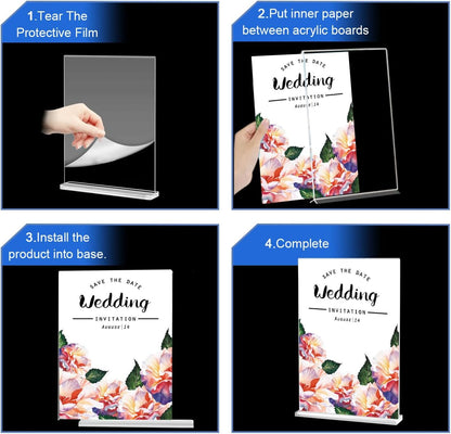 18 Pack Acrylic Sign Holder 8.5 X 11, Vertical T Shape acrylic sign holder for Office Store Restaurants Wedding Party Decoration