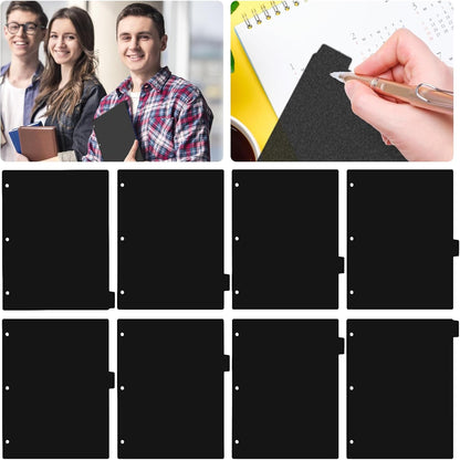 Black Binder Dividers, 8-Tab Sturdy Plastic Dividers, Binder Dividers with Tabs, Black 3-Ring Binder Plastic Divider Set, Aesthetic Dividers for Binder, Suitable for Notebooks and Binders(Black)