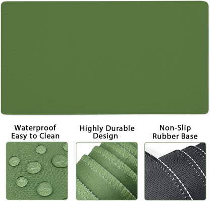 Large Keyboard Mouse Pad Set, Extended Mouse Pad+Keyboard Wrist Rest Support, Memory Foam Ergonomic Easy Typing, 4Pcs (35.4×15.11 in) Desk Pad Set for Home Office Study Game - Green