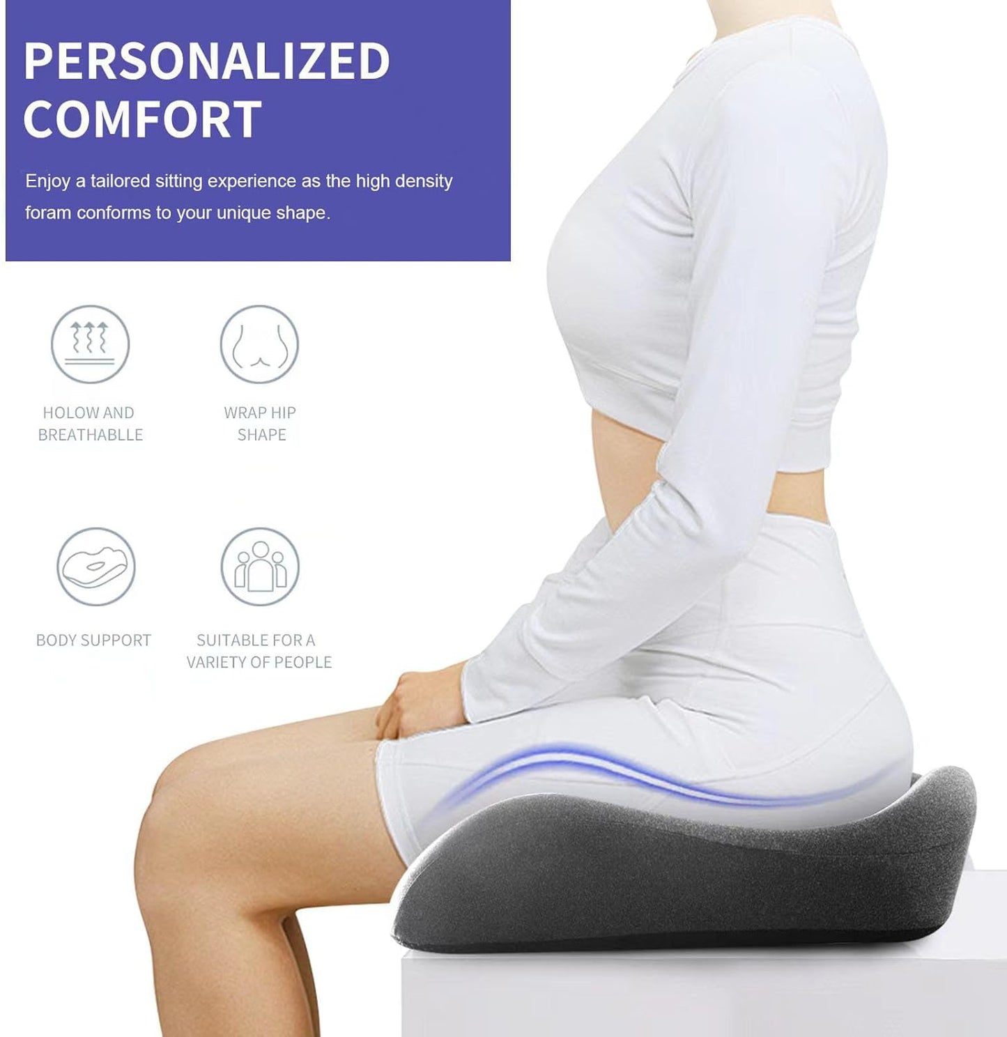 SupremeComfort X-Large Gel Infused High Density Foam Seat Cushion for Office Chair, Kitchen Chair, Car Seats- Elevate Your Seating Experience -Pressure Sore and Tailbone Pain Relief