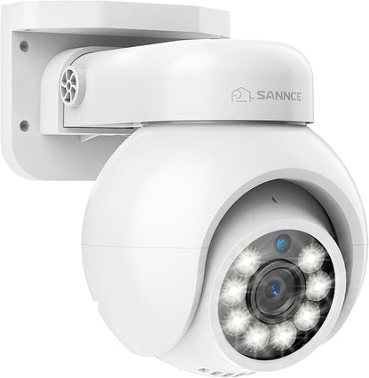 SANNCE 4K 8MP PoE IP Dome Camera with Microphone/Audio, PT Security Camera Outdoor Night Vision 100ft Waterproof IP66 Indoor Wide Angle 2.8mm 24/7 Recording