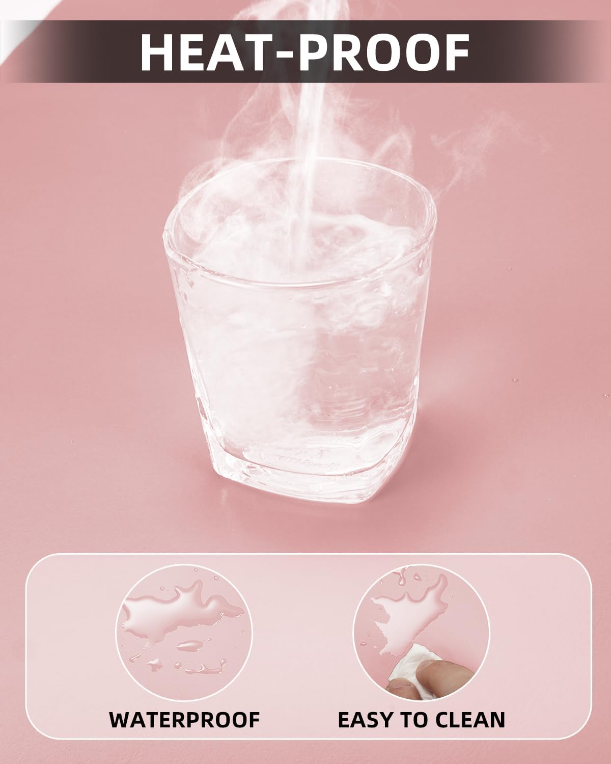 Pink Leather Desk Mat, Large Mouse Pad & Laptop Mat for Office & Home (23.6"x13.8")