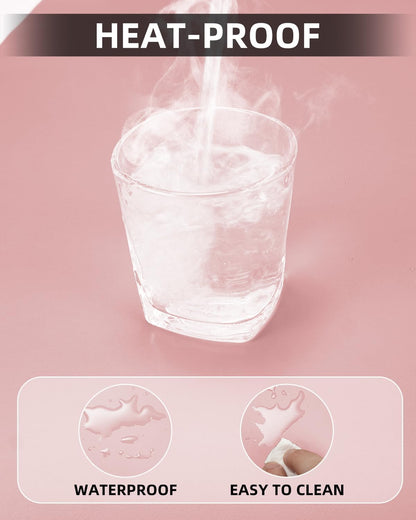 Leather Desk Protector, Non-Slip PU Laptop Mat for Office/Home - Waterproof Writing Pad (31.5"x15.7", Rose Pink)