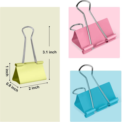 18 Pcs Extra Large Binder Clips 2 inch Length, Colorful Big Paper Clips for Office