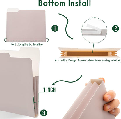 Y YOMA 6 Pack Extra Capacity File Folders Letter Size Accordion Decorative File Folder Cute Pretty Colored Filing Folder File Organizers for Office School Home Desktop with 1/3-Cut Tab, Morandi Color