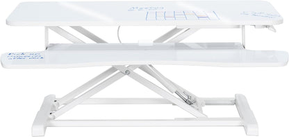 VIVO 36 inch Desk Converter, K Series, Height Adjustable Sit to Stand Riser, Dual Monitor and Laptop Workstation with Wide Keyboard Tray, White Dry Erase, DESK-V036KWE