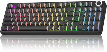 AULA F99 Pro Wireless Mechanical Keyboard-Silent Version,BT5.0/2.4GHz/USB-C Hot Swappable Custom Keyboard,Gasket Structure,Pre-lubed Linear Switches RGB Backlit Computer Gaming Keyboards,Black