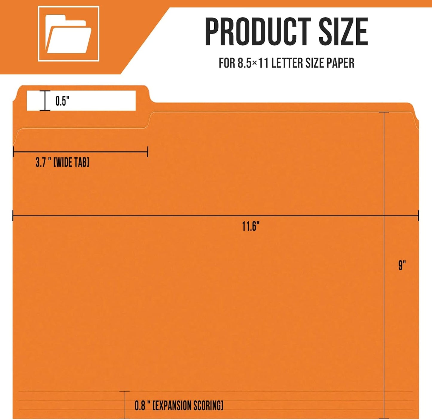 File Folders,IntoJoy 120 Pack Colored File Folder Letter Size, 1/3 Cut Tab Filing Folders for Office School Business File Document Organization,Orange