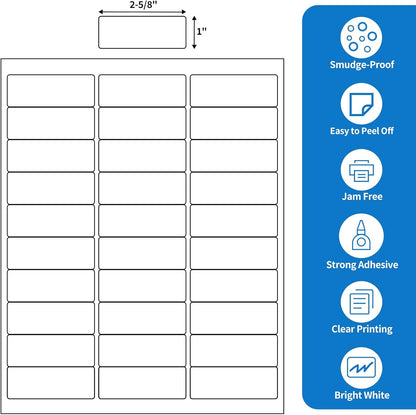 BESTEASY 30-up 1000 Sheets 1" X 2-5/8" Address Shipping Labels for Laser and Inkjet Printers, FBA Product Labels (30000 Labels)