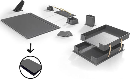 MOOGCO Bonded Set - Desk Accessories - Leather Desk Organizer - Bonded Leather Set - Office Desk Accessories - Home Office Accessories - Desk Supplies - Leather Desk Set - Office Accessories