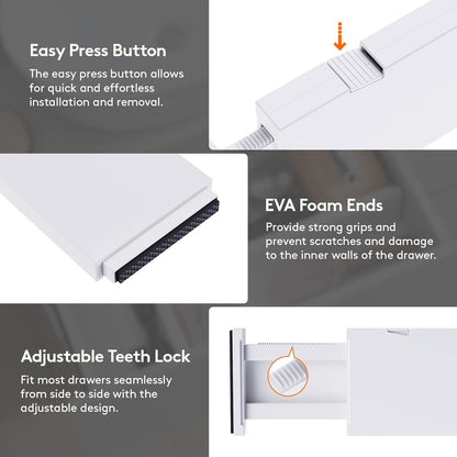 Lifewit 18 Pack Drawer Dividers 4" High, 11-17" Adjustable Drawer Organizers for Clothes, Expandable Dresser Separators in Bedroom/Bathroom/Kitchen/Office Organization and Storage, White