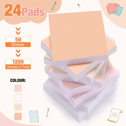 Fainne 24 Pack Sticky Notes Bulk Back to School Supplies Self Stick Note Pads Paper Memo for Office First Day of School Student Teacher Essentials (2 x 2 Inches,Pink)