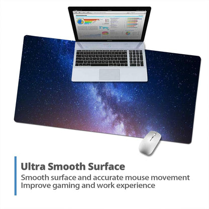 QIYI Desk Pad, Galaxy PU Leather Desk Blotter Protector, Waterproof Computer Desk Mat, Keyboard Mouse Pads, Non Slip Base Home & Office Accessories, Extended Large Size 31.5" x 15.7" - Starry Sky
