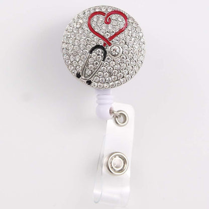 Nurse Retractable Badge Reel, Cute Badge Holder with Alligator Clip, Nurse Badge Clip for ID Card Holders (Stethoscope)