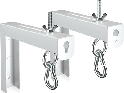 Universal Projector Screen Wall Mount L-Brackets Hanging Ceiling Mount, 6 inch Adjustable Extension with Hook for Home Projector and Movie Screens, Hold up to 66 lbs, White PRL003W