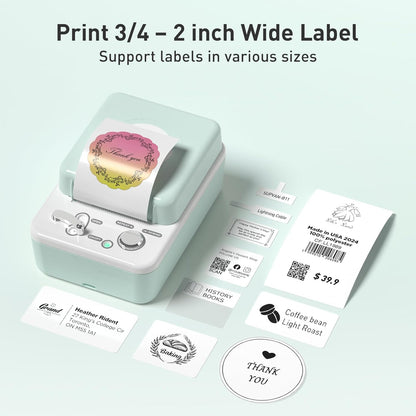 SUPVAN T50M Plus Bluetooth Label Maker Machine with Tape, High Printing Clarity, Versatile App with 40+ Fonts and 450+ Icons, Inkless Labeler for Business, Home, Office Organization, Green