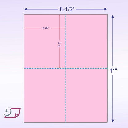 NextDayLabels - 8-1/2" x 11" Laser/Inkjet Postcards 4 Per Page, (4-1/4" x 5-1/2" Each Card | Pink, 200 Cards)