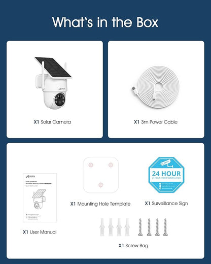 ANRAN 5MP Solar Security Cameras Wireless Outdoor, 2.4G WiFi Camera for Home Security with Fixed Solar Panel, 360° PTZ for Home Surveillance, PIR Human Detection, 3MP Color Night Vision, 2-Way Talk