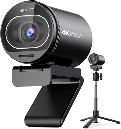 EMEET S600 4K Webcam with Tripod for Streaming - Sony 1/2.5'' Sensor, PDAF Autofocus, 1080P@60FPS, 2 Noise Reduction Mics, Built-in Privacy Cover, 73° FOV, Streaming Webcam for Product/Game/Beauty