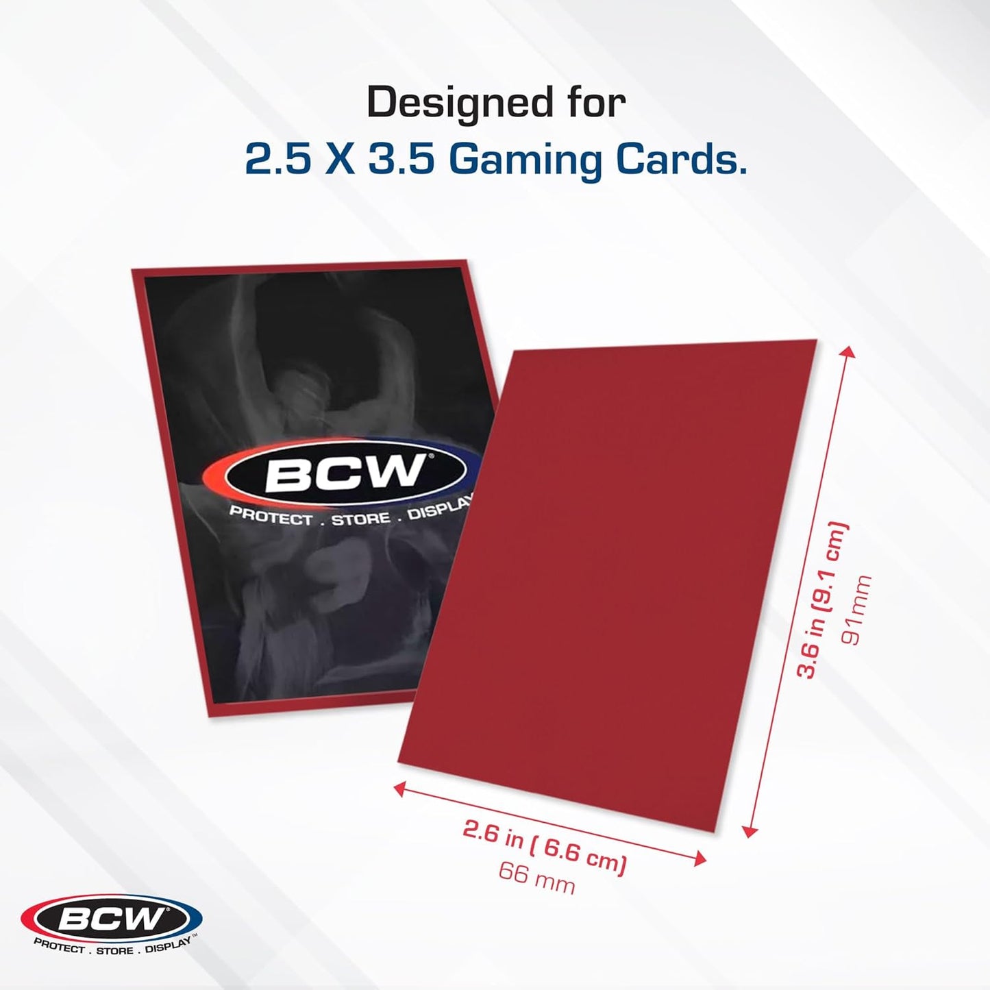 BCW Deck Guard - Double Matte 500 Count Box (10 Packs of 50 Sleeves) | Acid-Free, No PVC | Fits 2.5" x 3.5" Game Cards | Archival Safe Sleeves for Card Protection (Red)