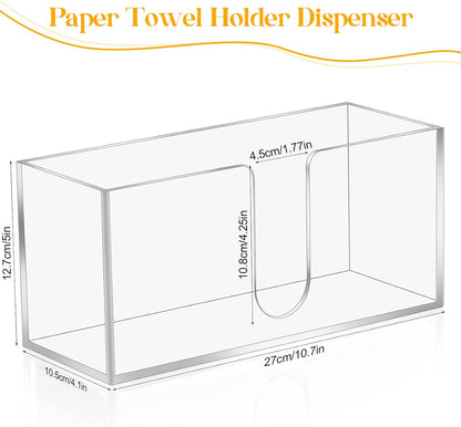 Acrylic Countertop Paper Towel Dispenser, Clear Trifold Napkin Holder, Suitable for Z-fold, C-fold or MultiFold Trifold Paper Towels for Bathroom and Kitchen